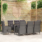vidaXL 9-tlg. Garten-Essgruppe Poly Rattan Braun