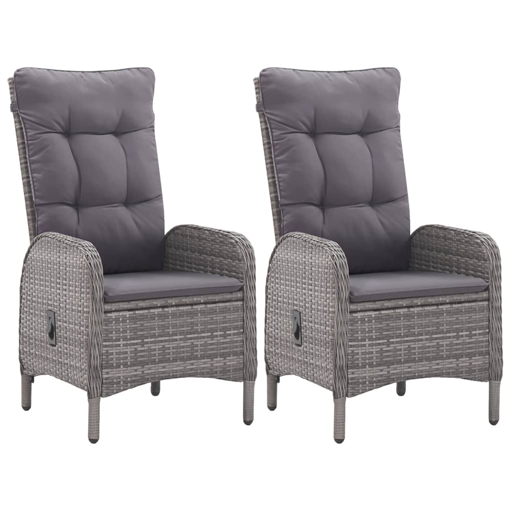 vidaXL 3-tlg. Bistro-Set Poly Rattan und Glas Grau