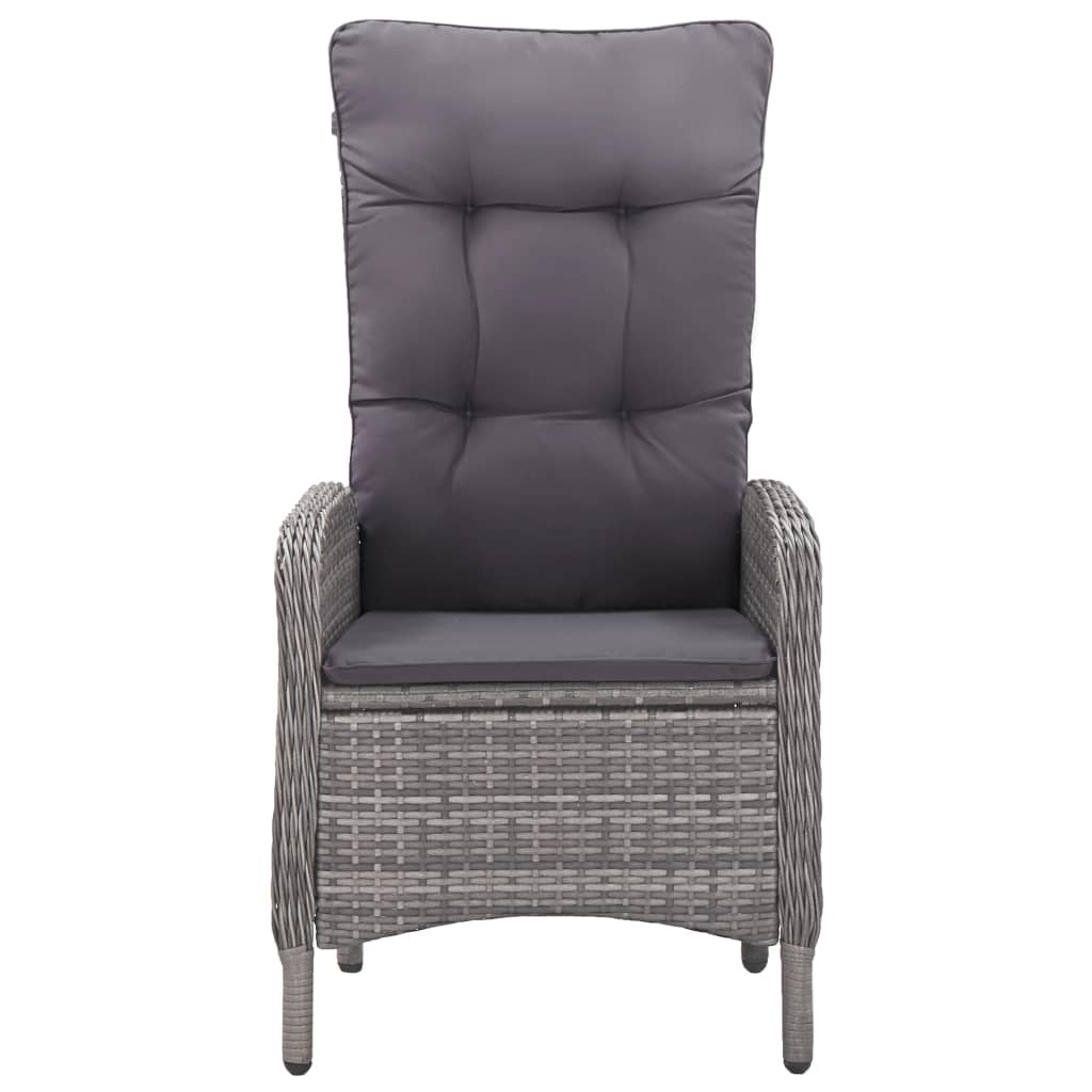 vidaXL 3-tlg. Bistro-Set Poly Rattan und Glas Grau