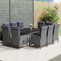 vidaXL 11-tlg. Garten-Essgruppe Poly Rattan Schwarz