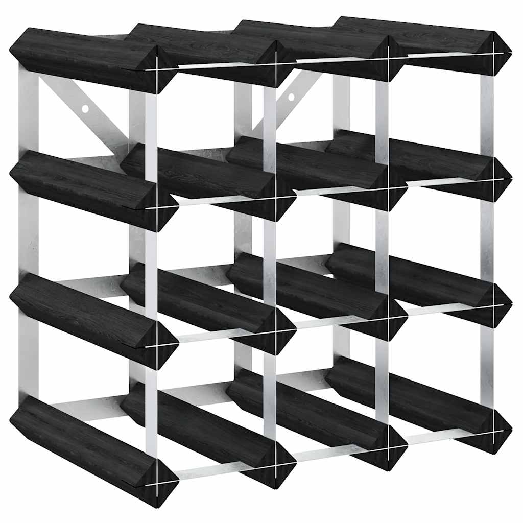 vidaXL Weinregal für 12 Flaschen Schwarz Massivholz Kiefer