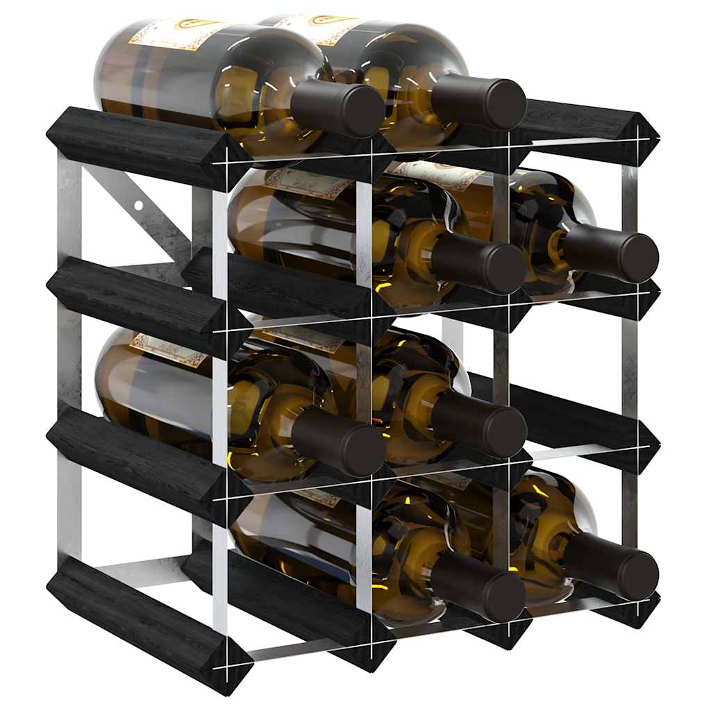 vidaXL Weinregal für 12 Flaschen Schwarz Massivholz Kiefer