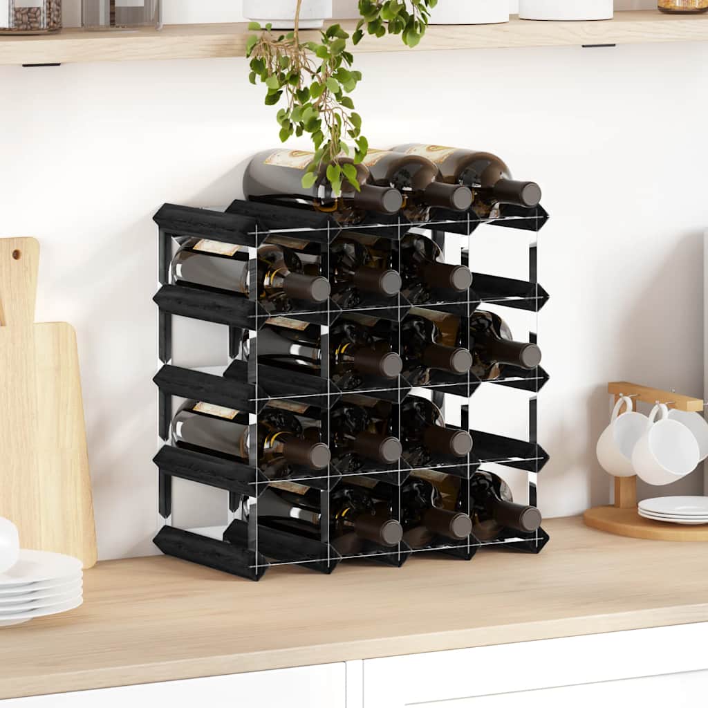 vidaXL Weinregal für 20 Flaschen Schwarz Massivholz Kiefer