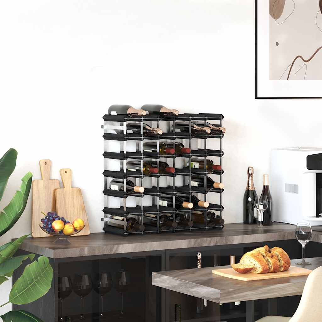vidaXL Weinregal für 42 Flaschen Schwarz Massivholz Kiefer