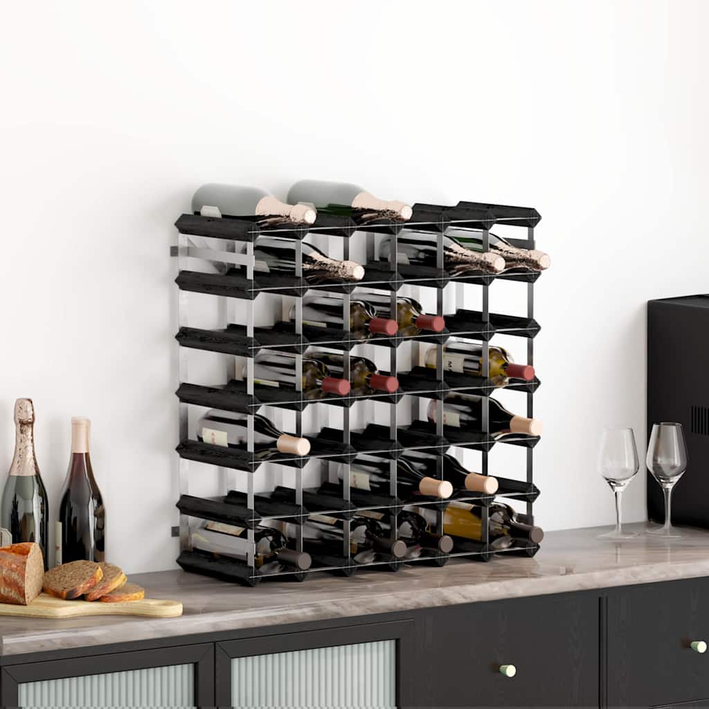 vidaXL Weinregal für 42 Flaschen Schwarz Massivholz Kiefer