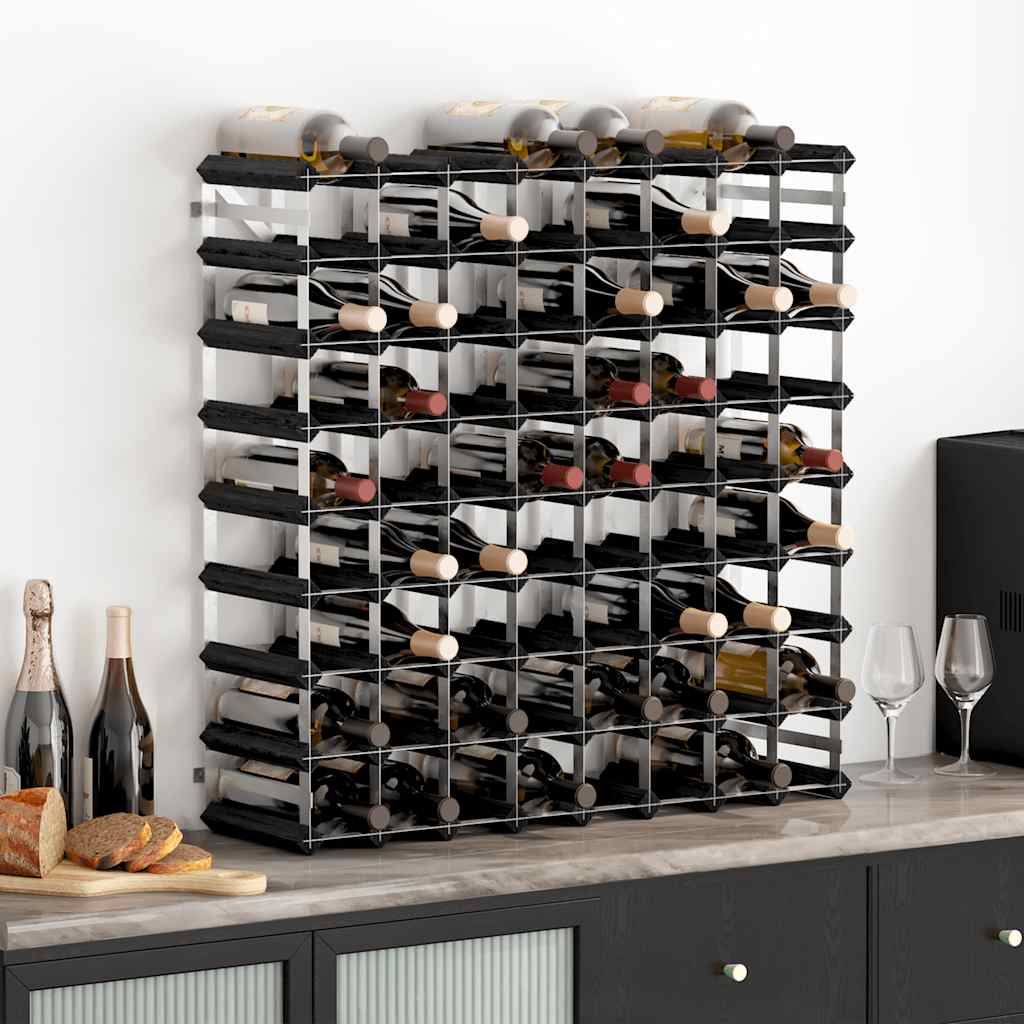 vidaXL Weinregal für 72 Flaschen Schwarz Massivholz Kiefer