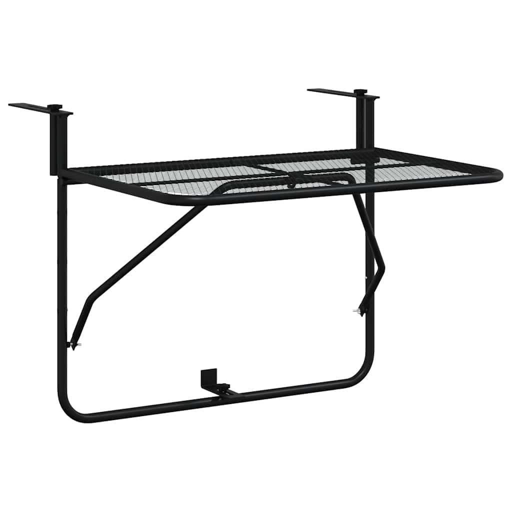 vidaXL Balkontisch Schwarz 60x40 cm Stahl