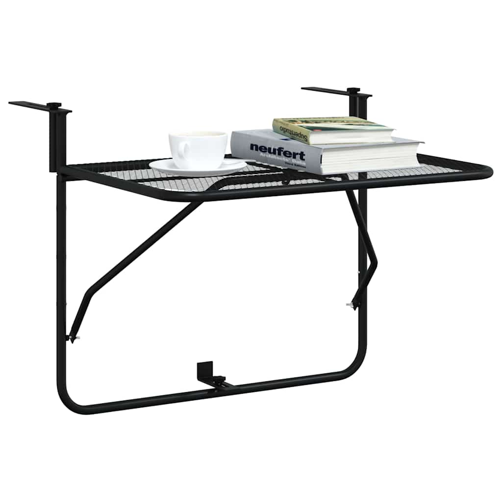 vidaXL Balkontisch Schwarz 60x40 cm Stahl