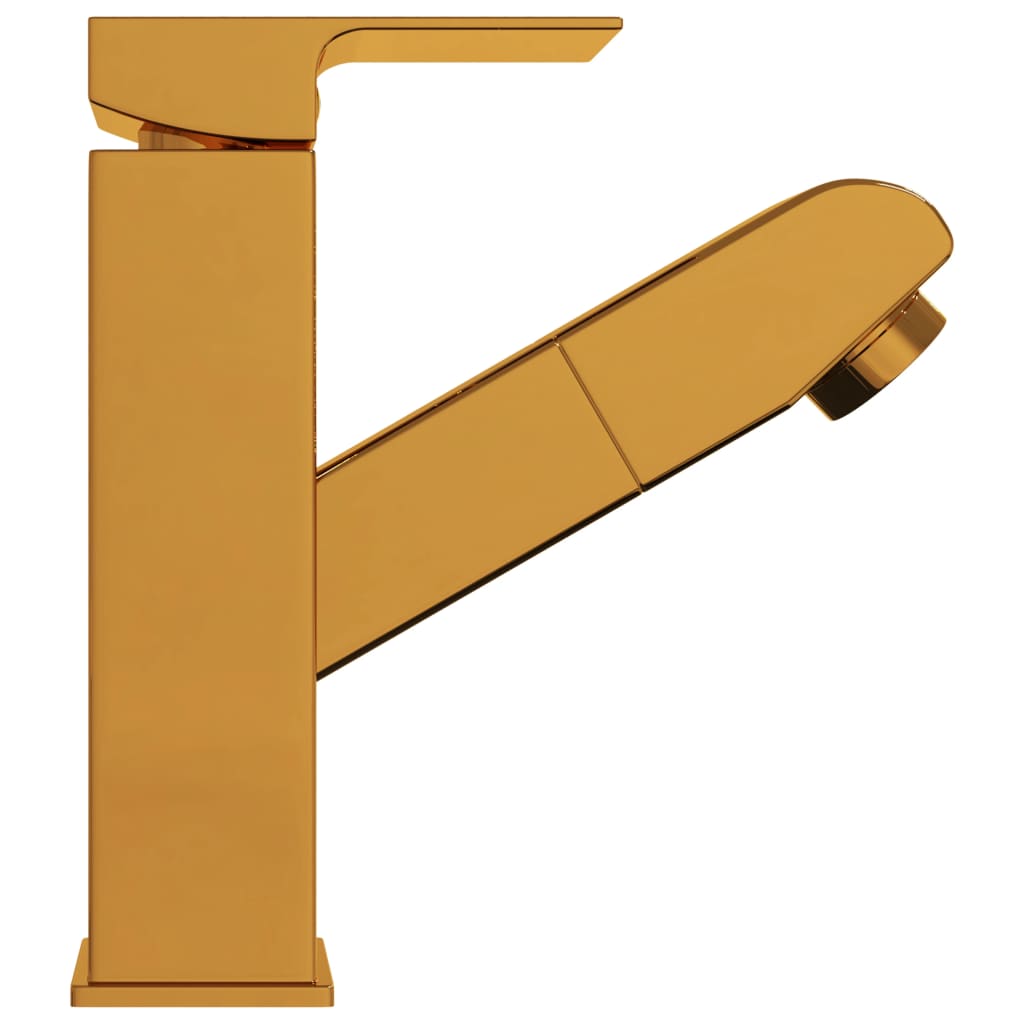 vidaXL Waschbeckenarmatur mit Herausziehbarer Brause Golden 157x172 mm