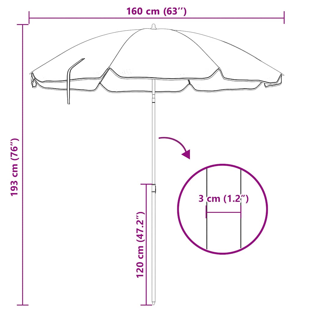 vidaXL Sonnenschirm mit Stahlmast Sandfarbe 180 cm