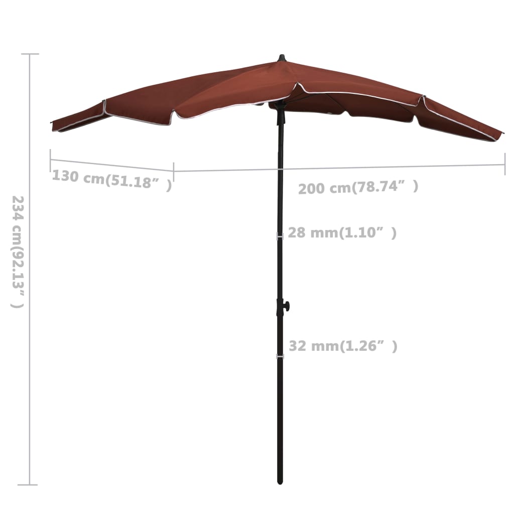 vidaXL Sonnenschirm mit Mast 200x130 cm Terrakottarot