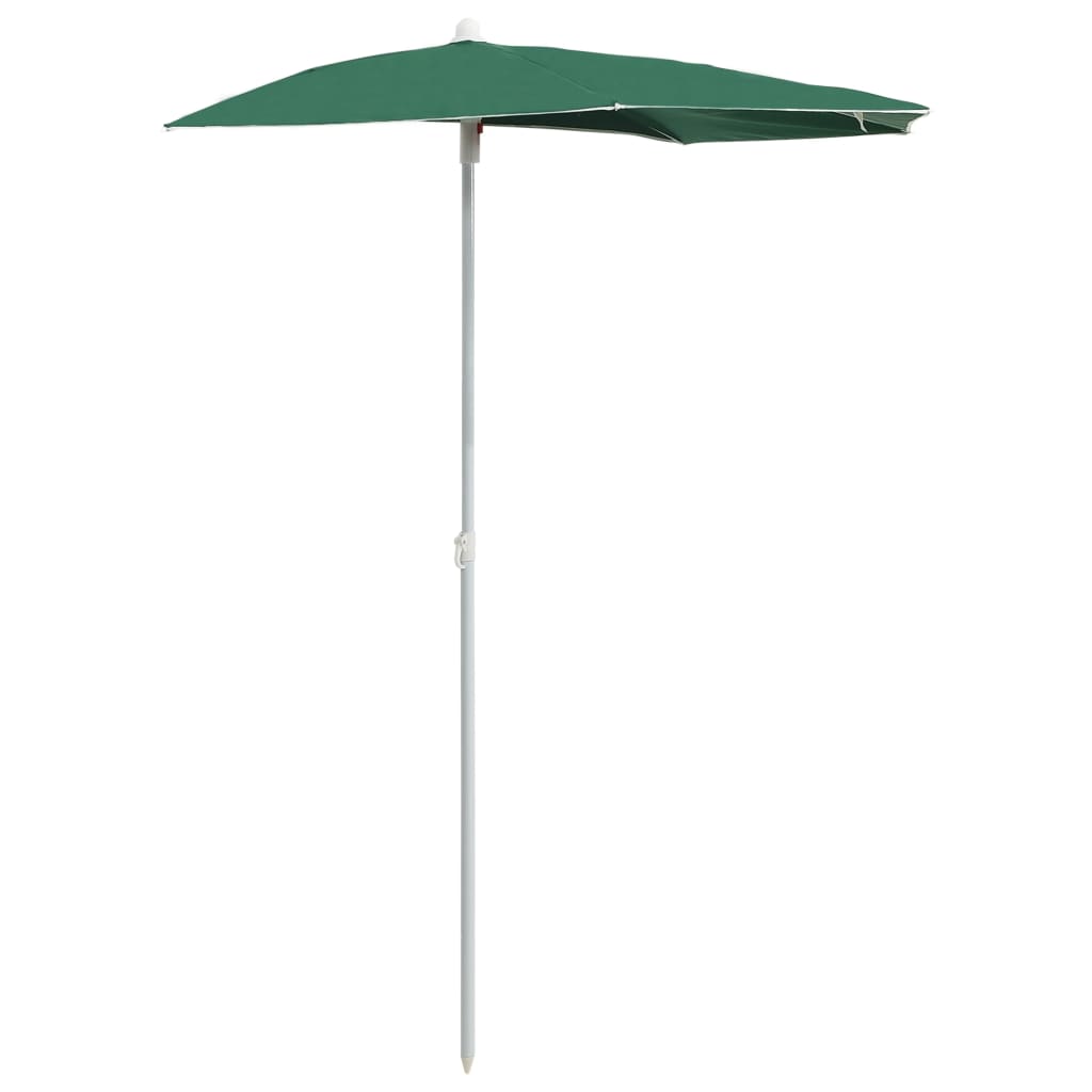 vidaXL Halb-Sonnenschirm mit Mast 180x90 cm Grün
