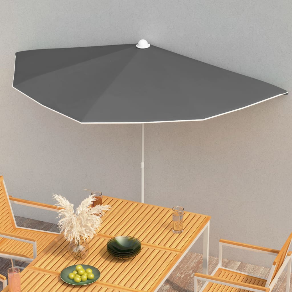 vidaXL Halb-Sonnenschirm mit Mast 180x90 cm Grün