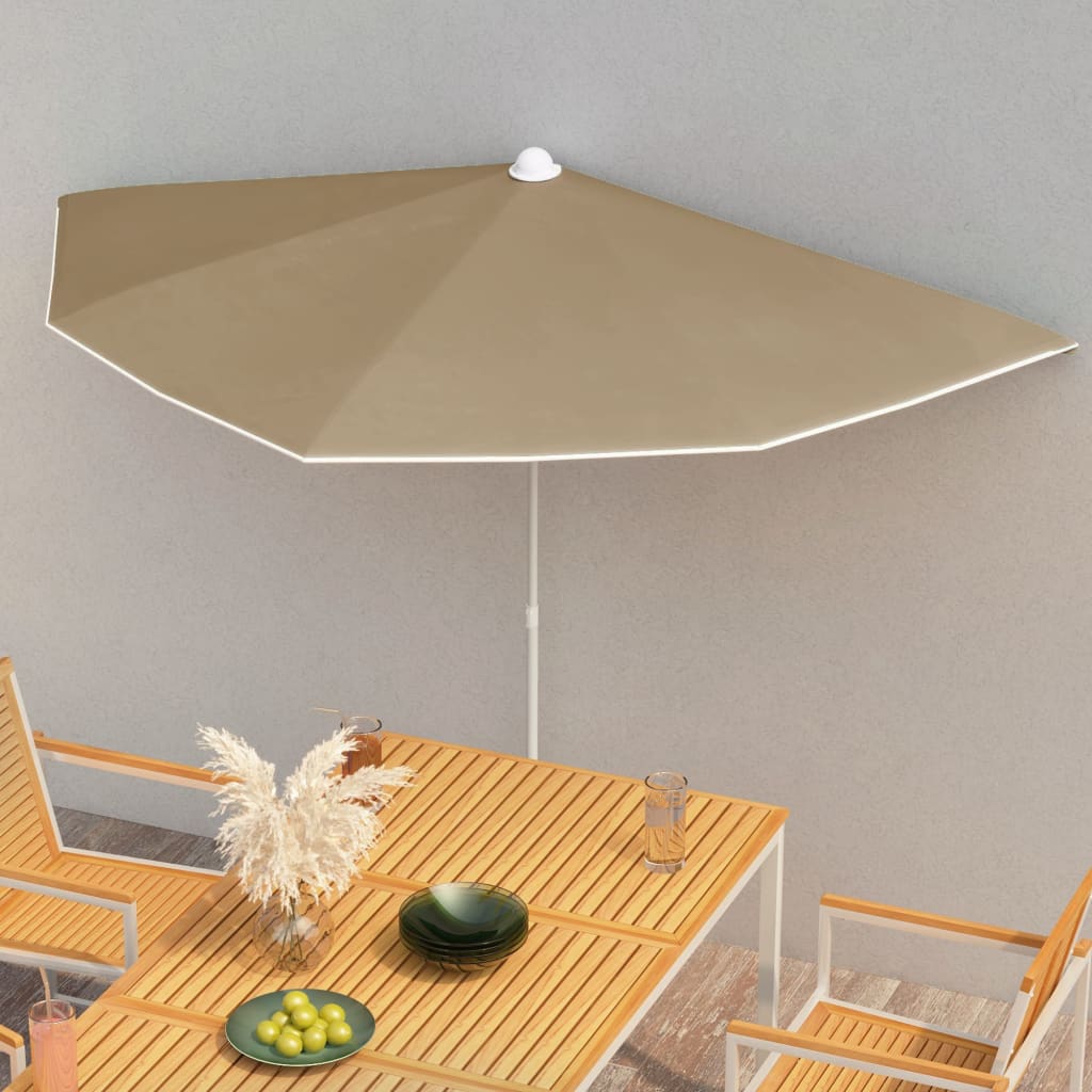 vidaXL Halb-Sonnenschirm mit Mast 180x90 cm Grün