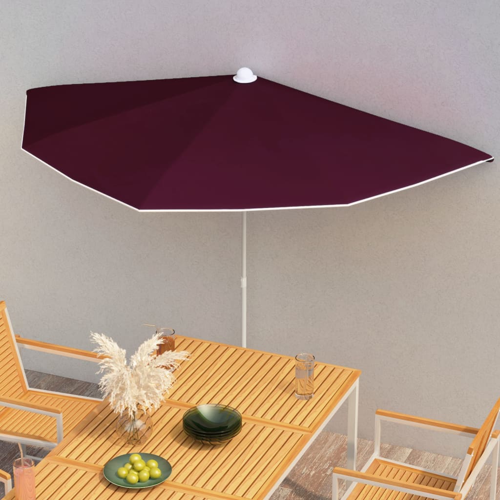 vidaXL Halb-Sonnenschirm mit Mast 180x90 cm Grün