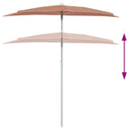 vidaXL Halb-Sonnenschirm mit Mast 180x90 cm Terrakottarot