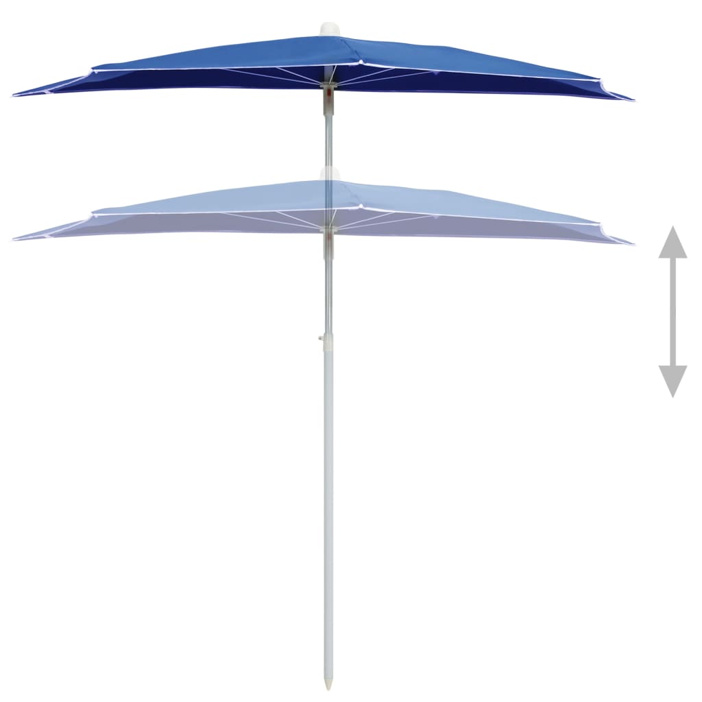 vidaXL Halb-Sonnenschirm mit Mast 180x90 cm Azurblau