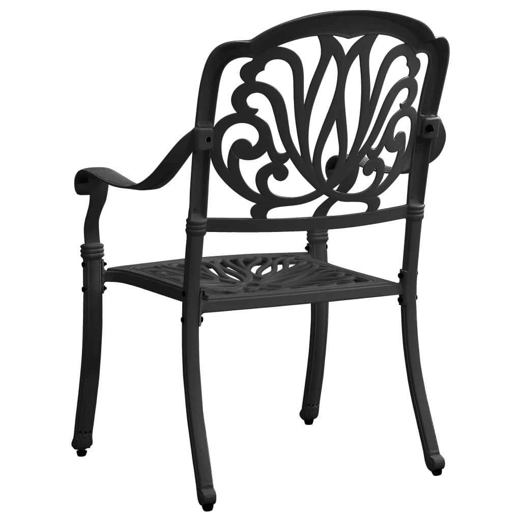 vidaXL Gartenstühle 2 Stk. Aluminiumguss Schwarz