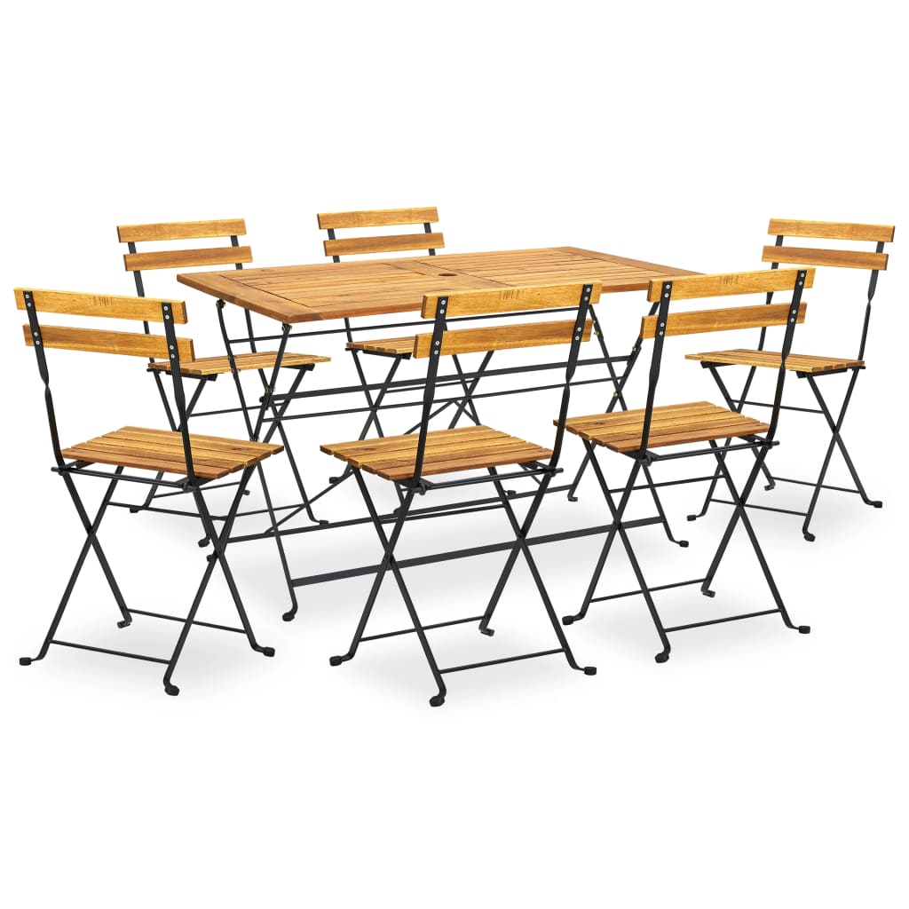 vidaXL 7-tlg. Garten-Essgruppe Klappbar Akazie Massivholz