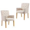 vidaXL Esszimmersessel mit Armlehnen 2 Stk. Beige Stoff