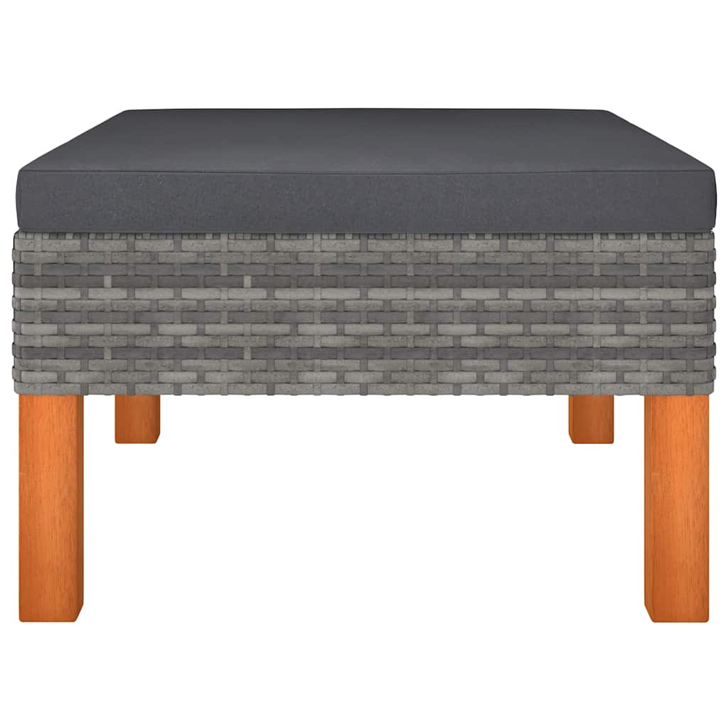 vidaXL Fußbank Poly Rattan und Eukalyptus Massivholz