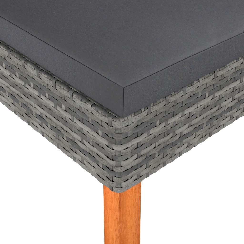 vidaXL Fußbank Poly Rattan und Eukalyptus Massivholz