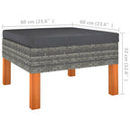 vidaXL Fußbank Poly Rattan und Eukalyptus Massivholz