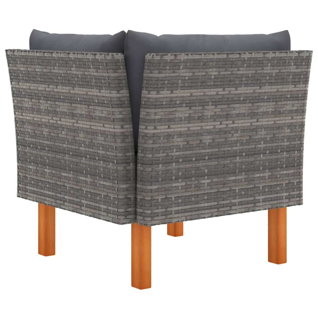 vidaXL Ecksofa Poly Rattan und Eukalyptus Massivholz