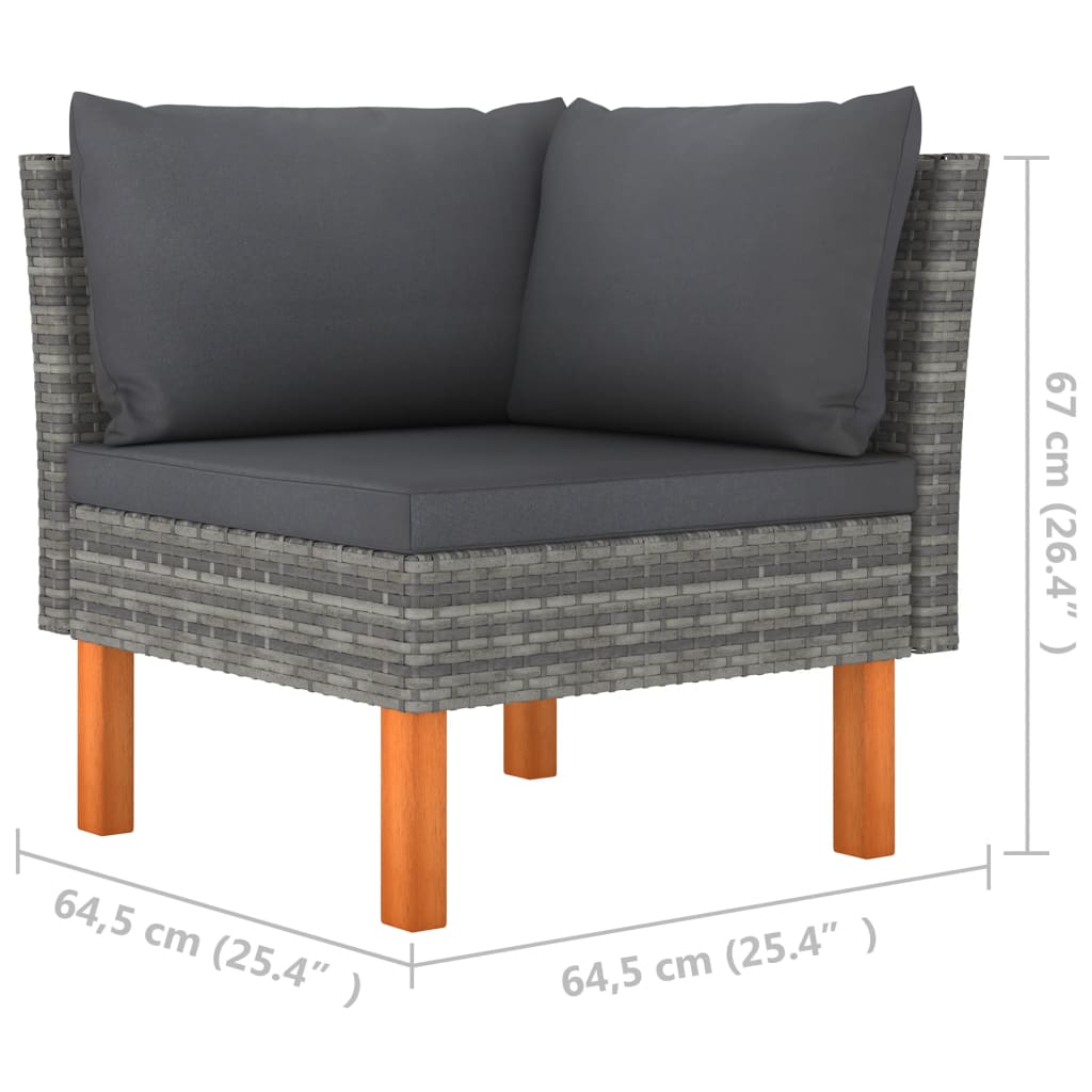 vidaXL Ecksofa Poly Rattan und Eukalyptus Massivholz