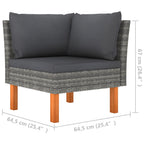 vidaXL Ecksofa Poly Rattan und Eukalyptus Massivholz