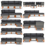vidaXL Ecksofa Poly Rattan und Eukalyptus Massivholz