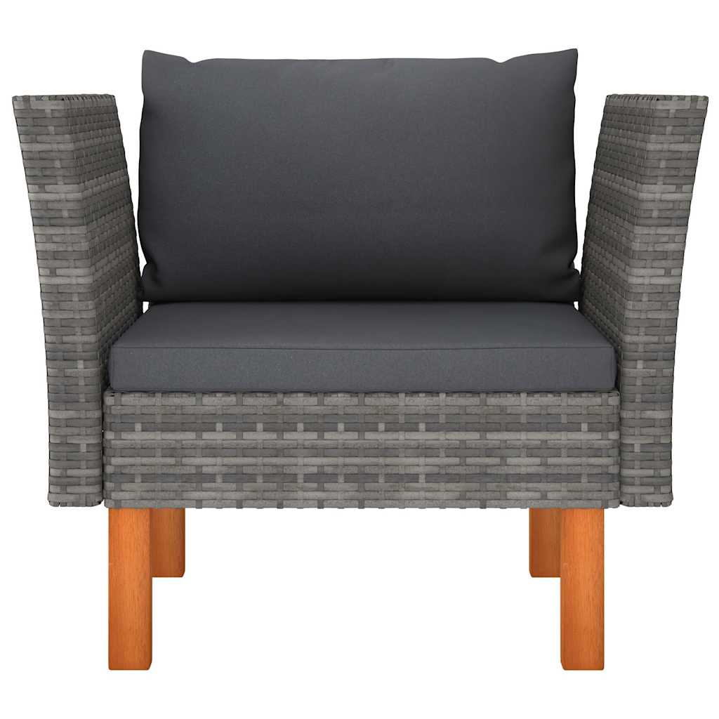 vidaXL Gartensofa Poly Rattan und Eukalyptus Massivholz
