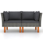 vidaXL Ecksofas 2 Stk. Poly Rattan und Eukalyptus Massivholz