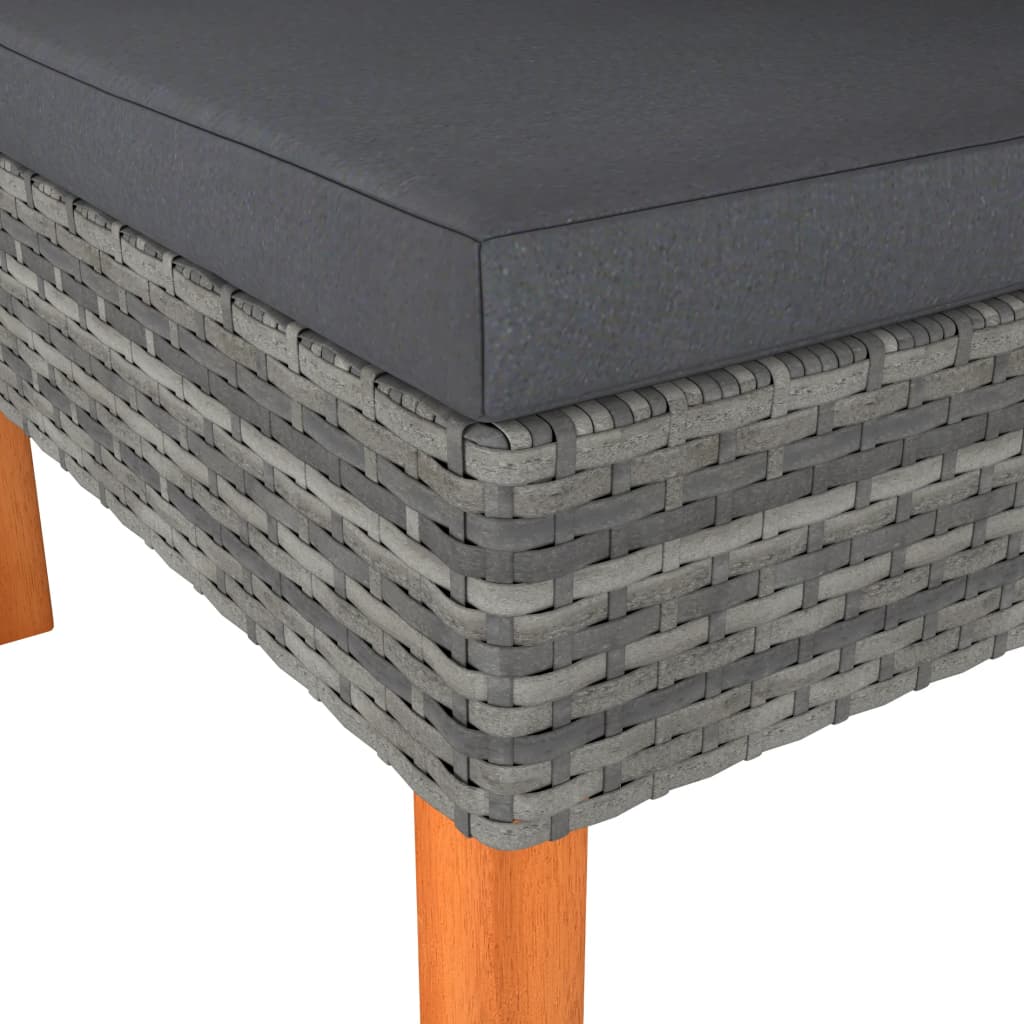 vidaXL Ecksofas 2 Stk. Poly Rattan und Eukalyptus Massivholz