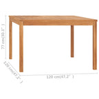 vidaXL Garten-Esstisch 120x120x77 cm Teak Massivholz
