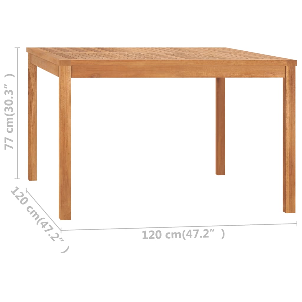vidaXL Garten-Esstisch 120x120x77 cm Teak Massivholz