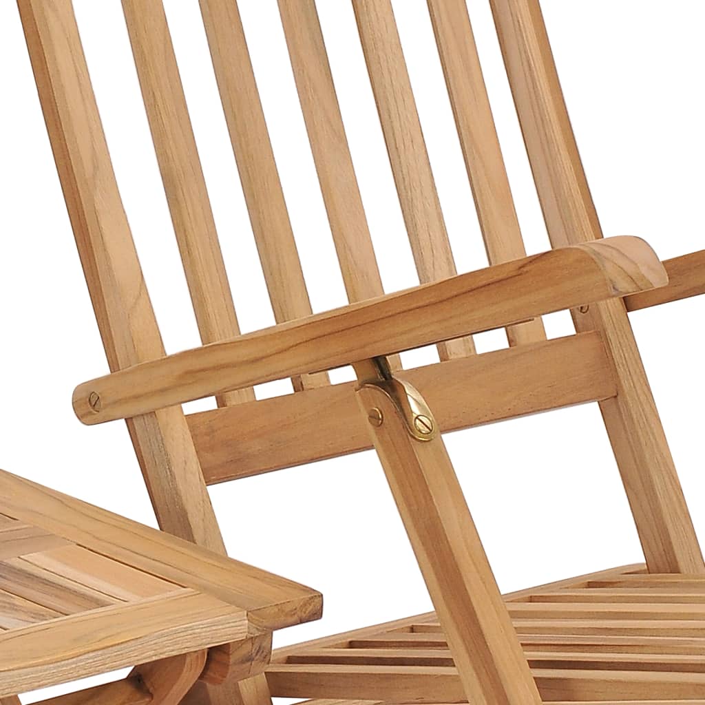 vidaXL Garten-Liegestuhl mit Fußstütze und Tisch Massivholz Teak