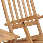 vidaXL Garten-Liegestuhl mit Fußstütze und Tisch Massivholz Teak