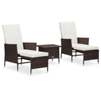 vidaXL 3-tlg. Garten-Lounge-Set mit Auflagen Poly Rattan Beige