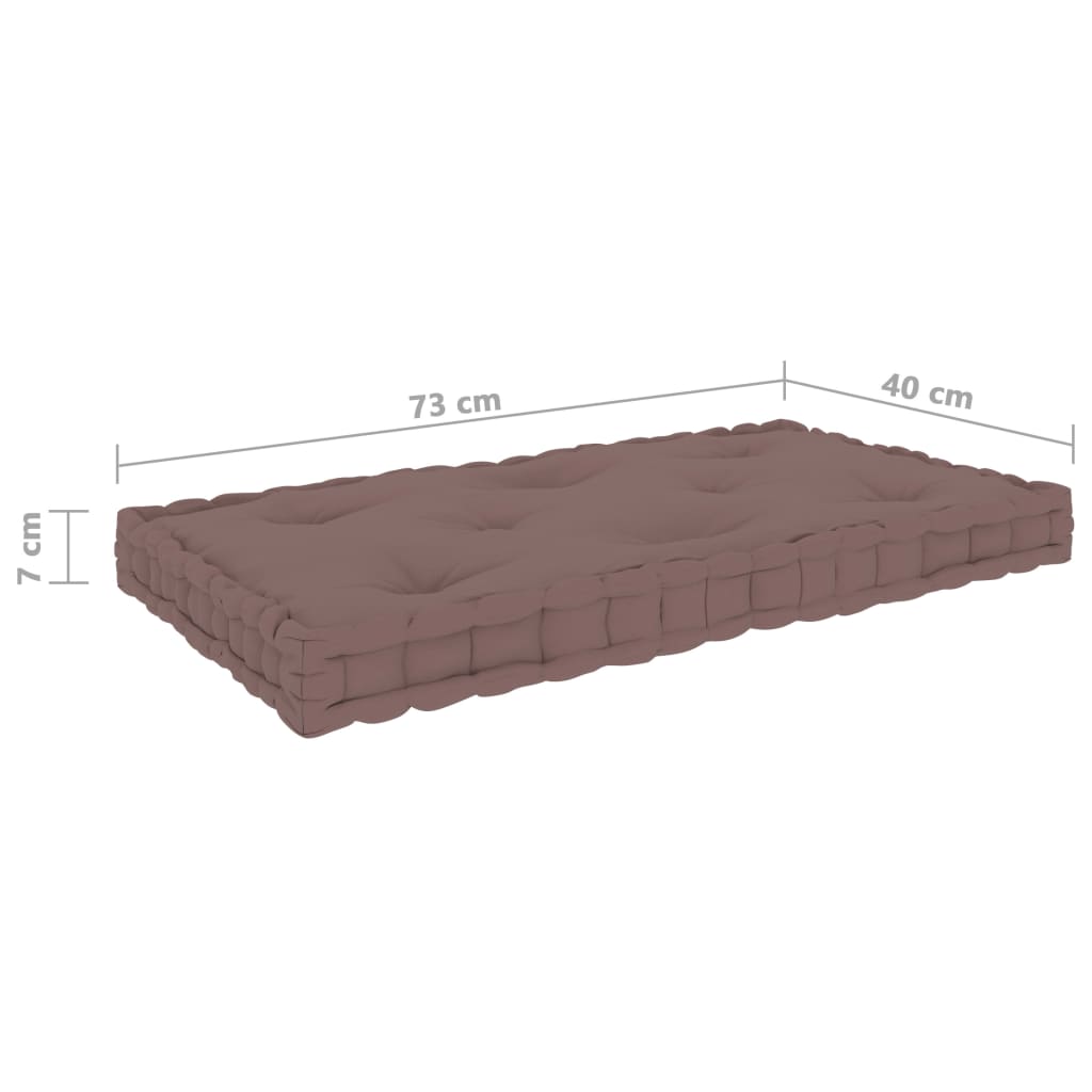 vidaXL Paletten-Bodenkissen Taupe 73x40x7 cm Baumwolle