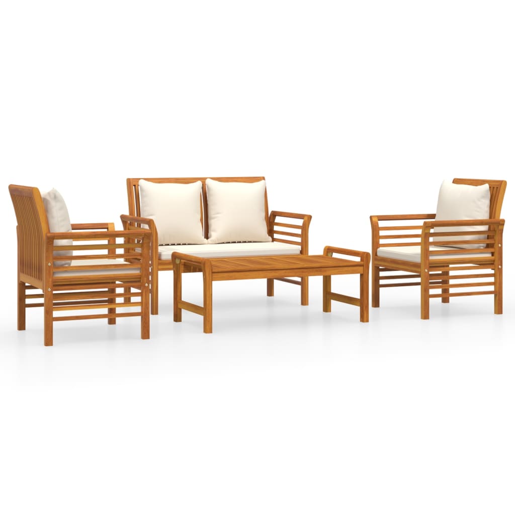 vidaXL 4-tlg. Garten-Lounge-Set mit Kissen Massivholz Akazie