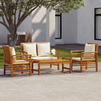 vidaXL 4-tlg. Garten-Lounge-Set mit Kissen Massivholz Akazie