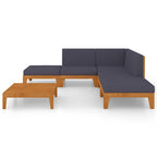 vidaXL 7-tlg. Garten-Lounge-Set mit Kissen Akazie Massivholz