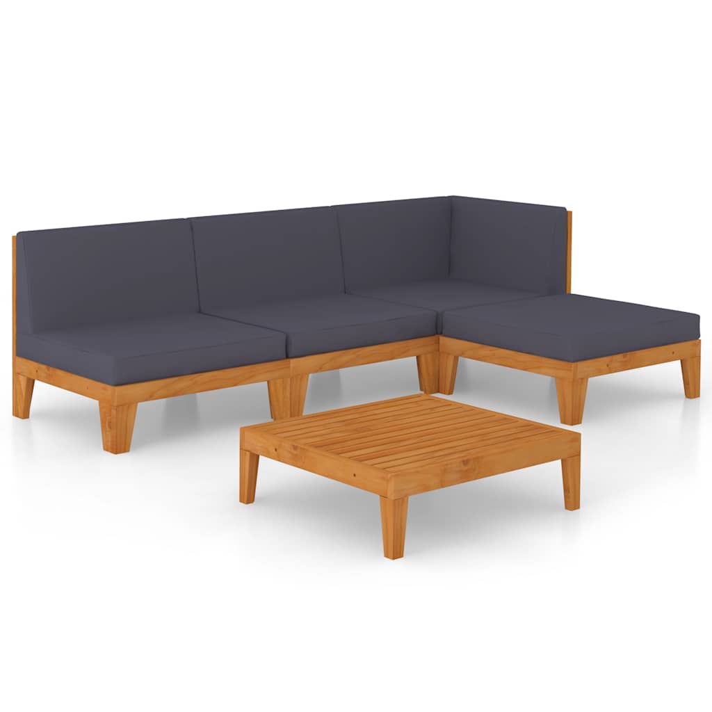 vidaXL 5-tlg. Garten-Lounge-Set mit Kissen Akazie Massivholz