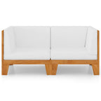vidaXL 2-Sitzer-Sofa mit Cremeweißen Kissen Akazie Massivholz