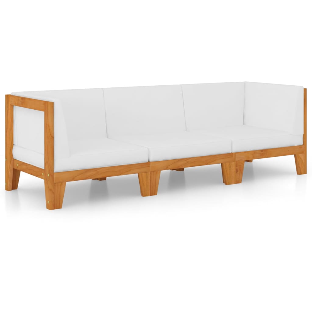 vidaXL 3-tlg. Garten-Lounge-Set mit Kissen Akazie Massivholz