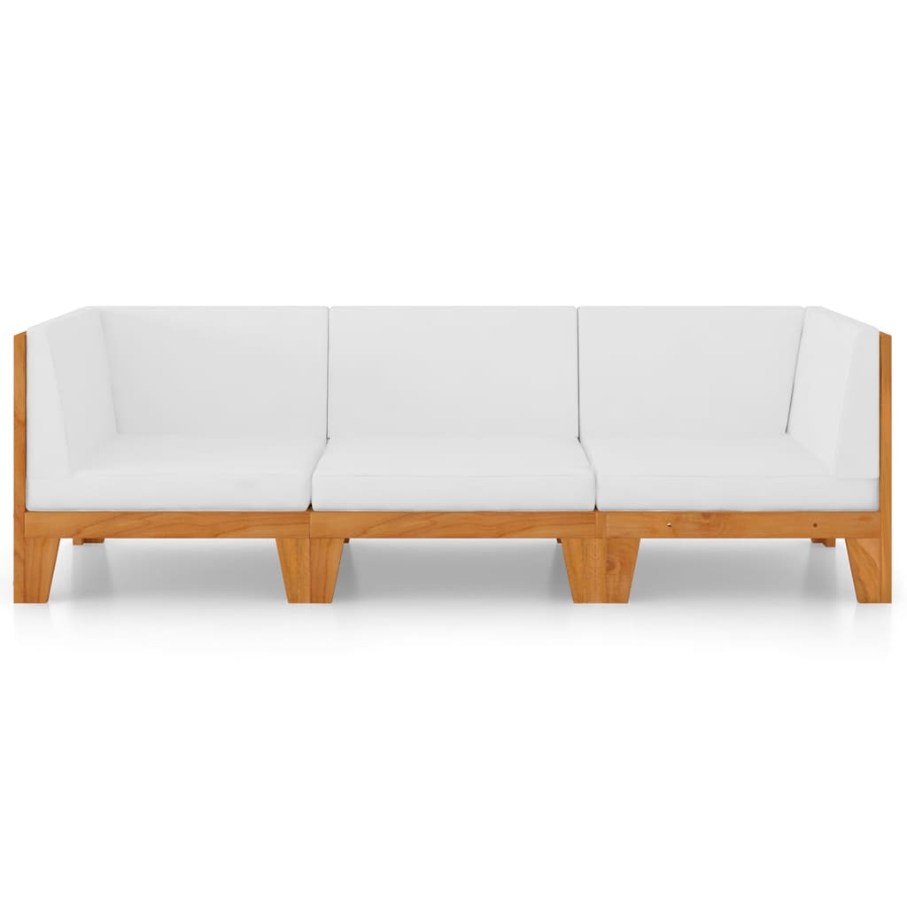vidaXL 3-tlg. Garten-Lounge-Set mit Kissen Akazie Massivholz