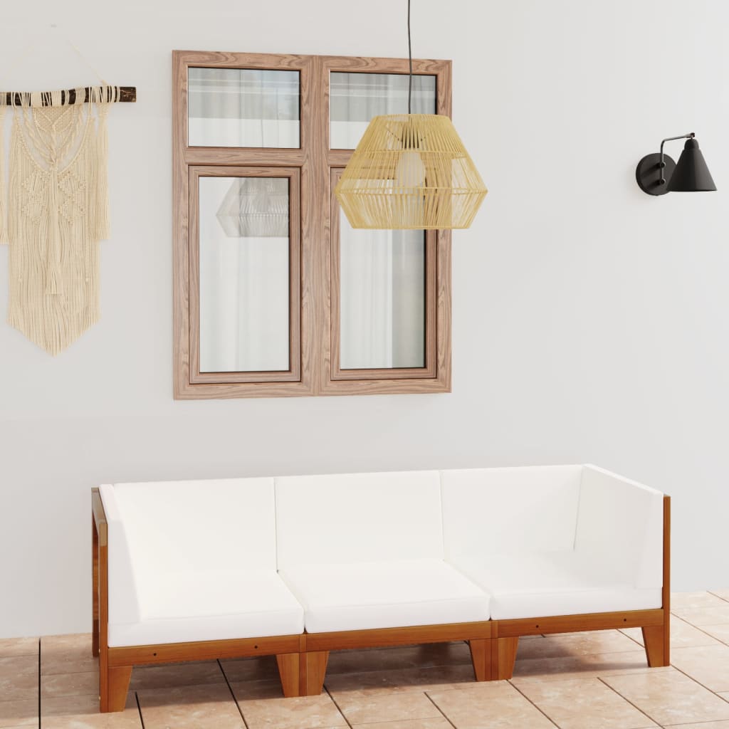 vidaXL 3-tlg. Garten-Lounge-Set mit Kissen Akazie Massivholz