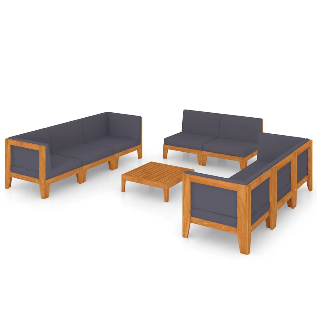 vidaXL 9-tlg. Garten-Lounge-Set mit Kissen Akazie Massivholz