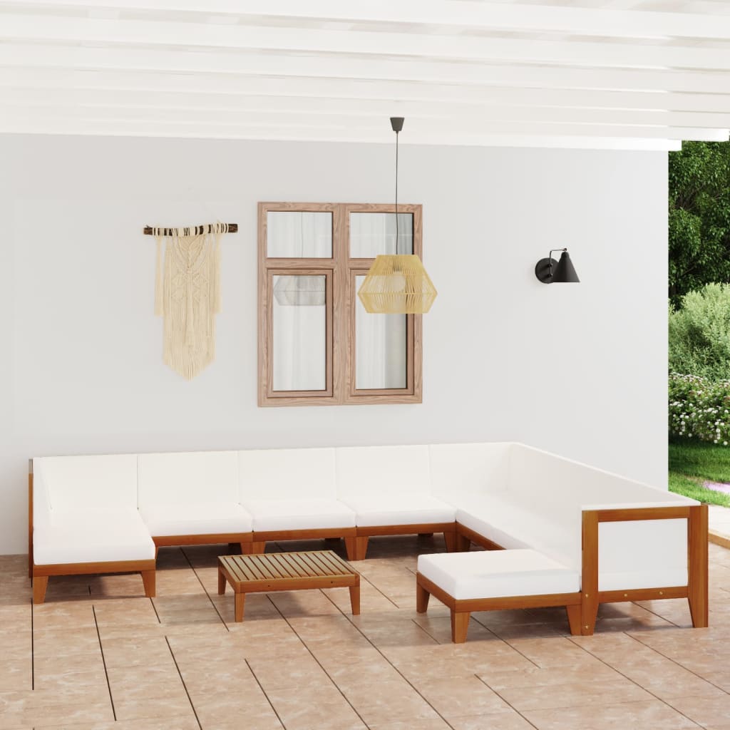 vidaXL 11-tlg. Garten-Lounge-Set mit Kissen Massivholz Akazie